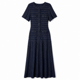 Navy Aurelia Button Midi Dress