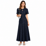 Navy Aurelia Button Midi Dress
