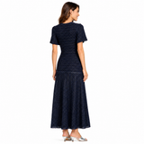 Navy Aurelia Button Midi Dress