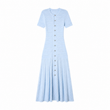 Azure Belle Button Midi Dress
