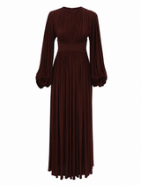 Mahogany Muse Pleated Maxi Dress