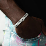 WHITE GOLD CUBAN LINK BRACELET (13mm)