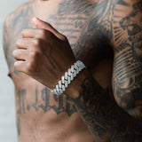 WHITE GOLD CUBAN CHAIN BRACELET (20mm)