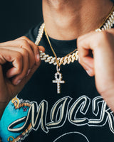 WHITE GOLD ANKH CROSS NECKLACE (3mm)